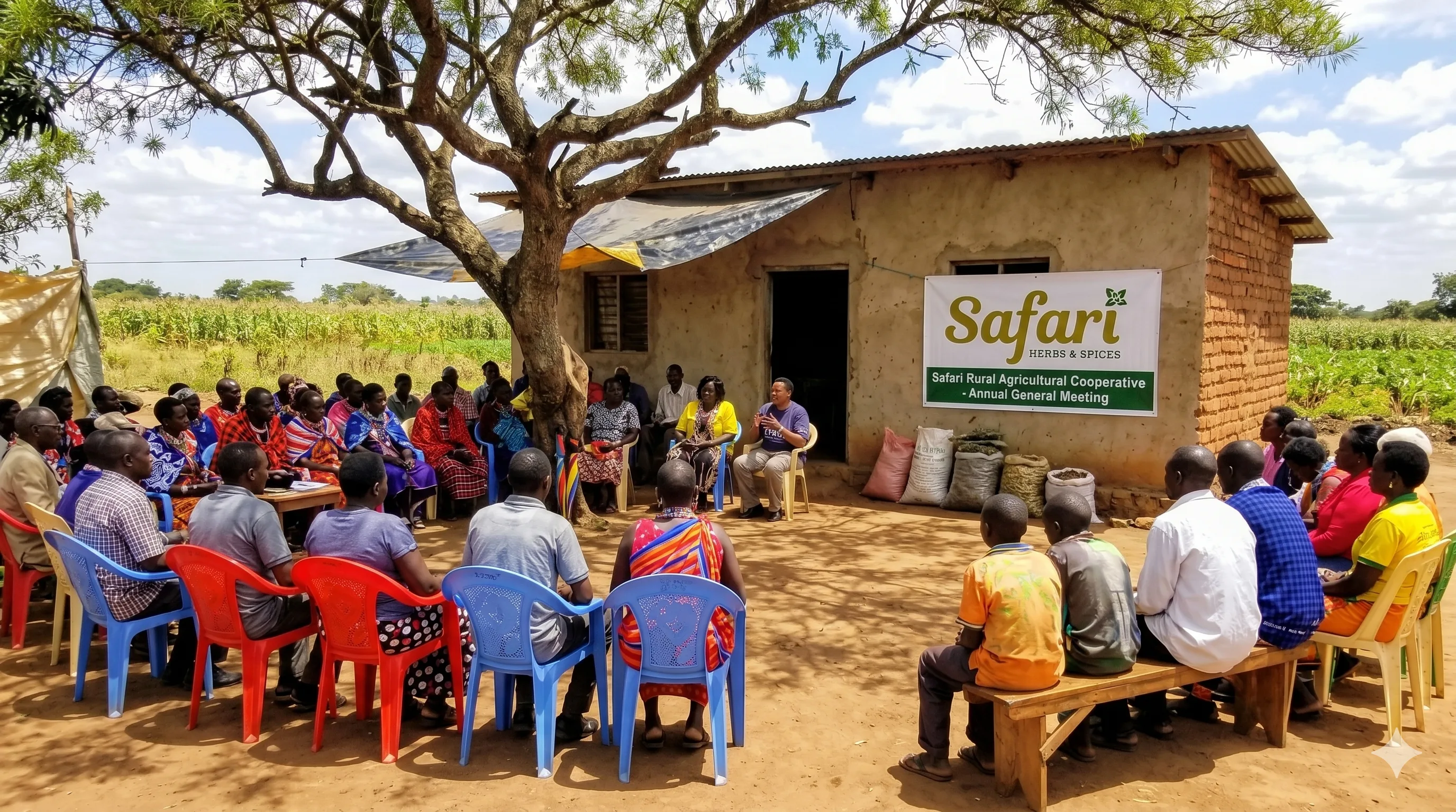 Community gathering at a rural agricultural cooperative