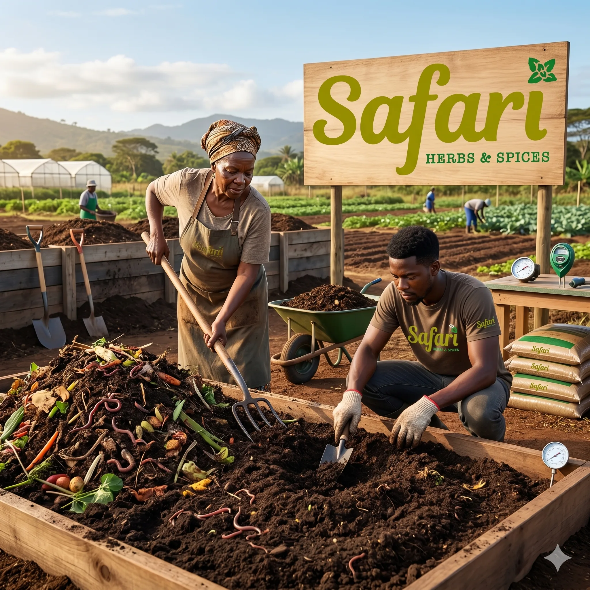 Organic compost and soil preparation on a farm